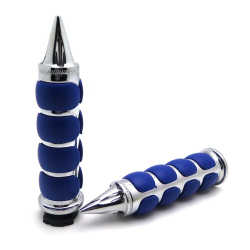 Cromo Azul Goma 7/8" 22mm Manillar Agarre Para Suzuki Kawasaki Yamaha Honda - Imagen 5 de 7