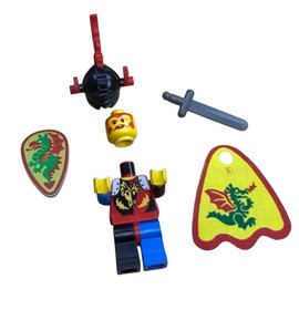 LEGO Systems Castle Dragon Master Knight red plumes Cas219 with horse 6076