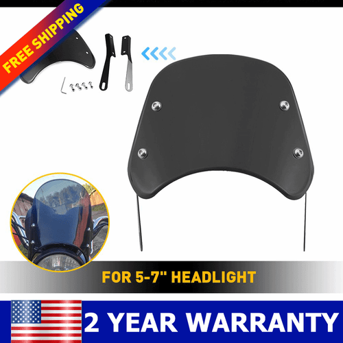Motorcycle Windshield Front Flyscreen Universal Windscreen w/Mount Bracket 5"-7"