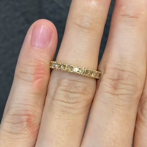 2.00Ct Round Lab Grown Diamond Wedding Eternity Band 14K Real Yellow Gold 6 7 8 - Video 1 of 1