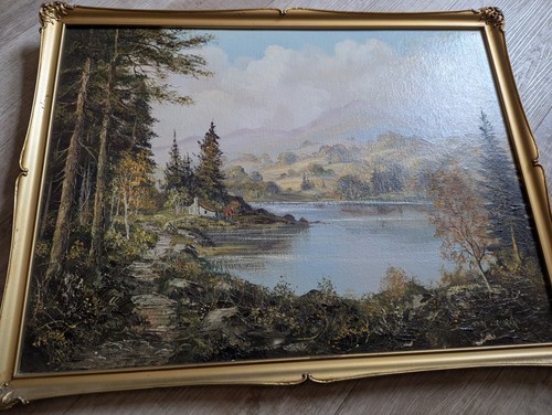 Original John Corcoran Gemälde englische Landschaft Landhaus im vergoldeten Rahmen - Bild 3 von 19