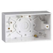 2 Gang 47mm Double Surface Pattress Box With Earth Terminal For Switches/Sockets