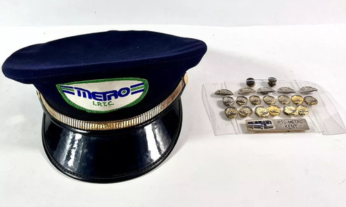 Indianapolis Bus Driver’s Hat Cap w/Pins IPTC MetroSize M 7-7 1/4 Midway Cap Co - Picture 1 of 7