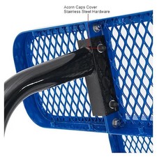 6' Outdoor Steel Picnic Bench w/ Backrest, Perforated Metal, Blue