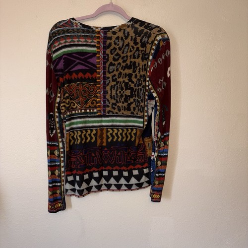 Camiseta Etro California Tejida Multicolor Forma Mixta Medios Artísticos Boho Top Talla 48 - Imagen 5 de 5