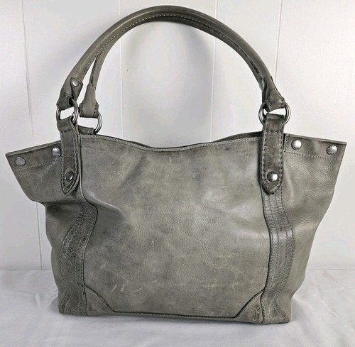 Frye Melissa Tote Bag DB145 Ice Gray Leather Shoulder Bag Note! - Picture 2 of 18