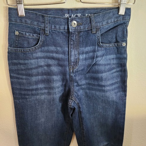The Children's Place Boy's Youth Straight Jeans Adjustable Size 14 SLIM DARK NEW - Picture 2 of 7