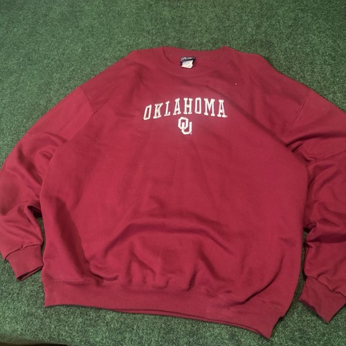 Vintage OU Oklahoma Sooners Crewneck Sweatshirt Red AS Sports XL Made Mexico - Picture 1 of 6