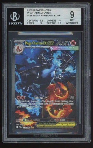 2025 Pokemon Phantasmal Flames Mega Charizard X EX SIR 125/094 - BGS 9