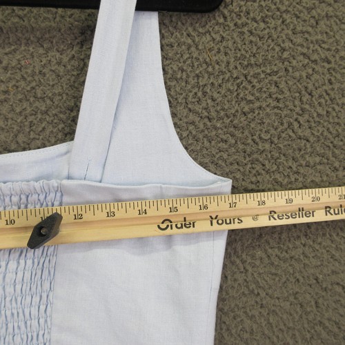 Charles Henry Kleid Damen Large hellblau Leinen Viskose Sommerkleid gesmokter Rücken - Bild 12 von 15