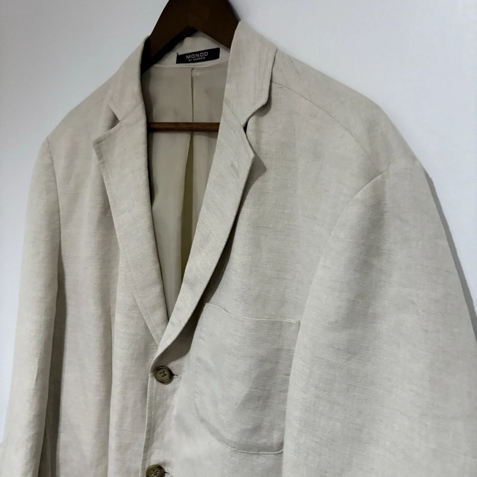 Blazer Mondo Di Marco Para Hombres L Beige Mezcla de Lino Chaqueta Abotonada Abrigo Deportivo Foto 3 de 4