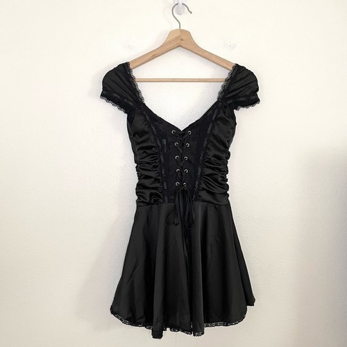 NWT Outcast Delta Dress Bustier Lace Satin Corset Mini Black Small - Picture 8 of 16