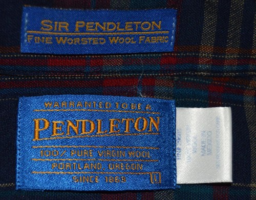 Sir Pendleton L blau kariert 100% Kammgarn Wolle Flanell Freizeithemd g6j3 - Bild 2 von 5
