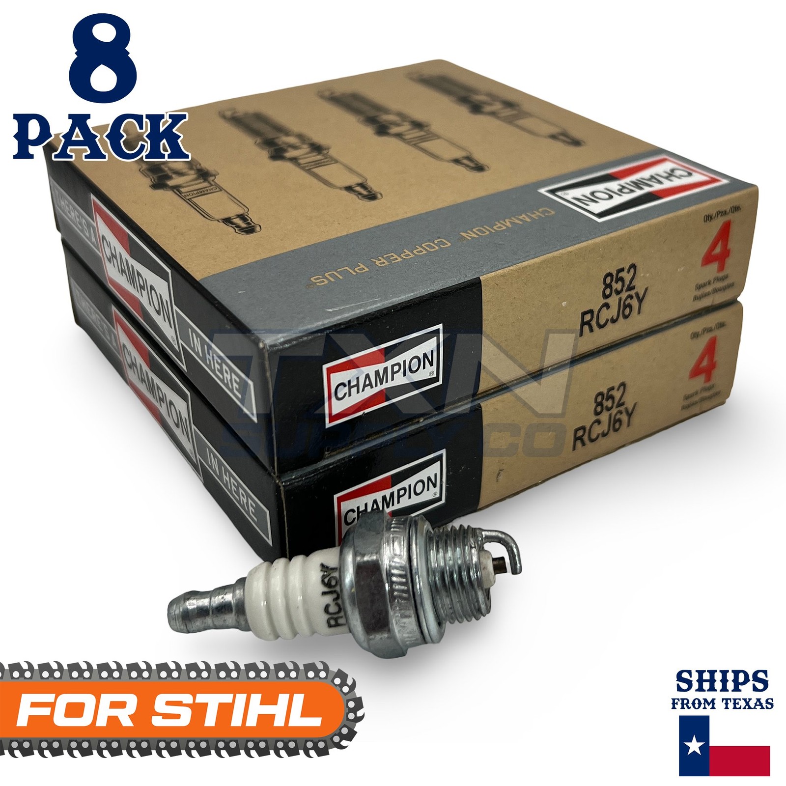 8 Pack Champion Spark Plug - For MS290 STIHL Chainsaw