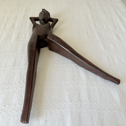 VTG Hand Carved Wood Nude Women Nutcracker Figure Folk Art 13" MCM Tiki Decor - Picture 7 of 12