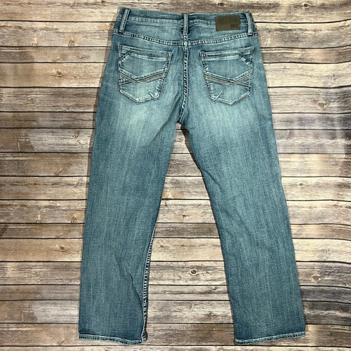 Pantalones de mezclilla elásticos con hebilla BKE Jake 34x32 para hombre azules puntada gruesa - Imagen 2 de 11