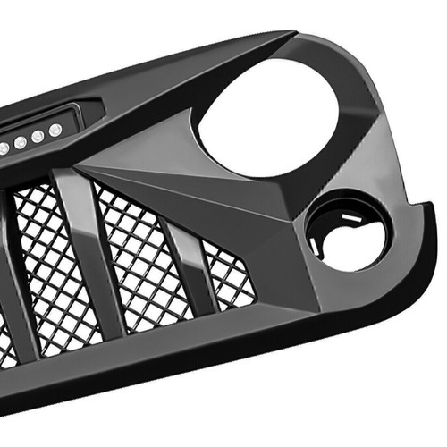 For 2007-2018 Jeep Wrangler JK JKU Front Grill Mars Grille W/LED Off Road Light - Picture 8 of 12