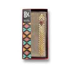 Red Dirt Hat Co Rodeo Wallet Brown Tan Leather Suede Weave Western Cowboy RFID