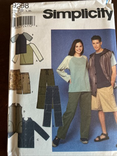 Simplicity Pattern 9298 Unisex Jacket,Vest,Pants,Shorts,Knit Top Sz L-XL - Picture 1 of 3