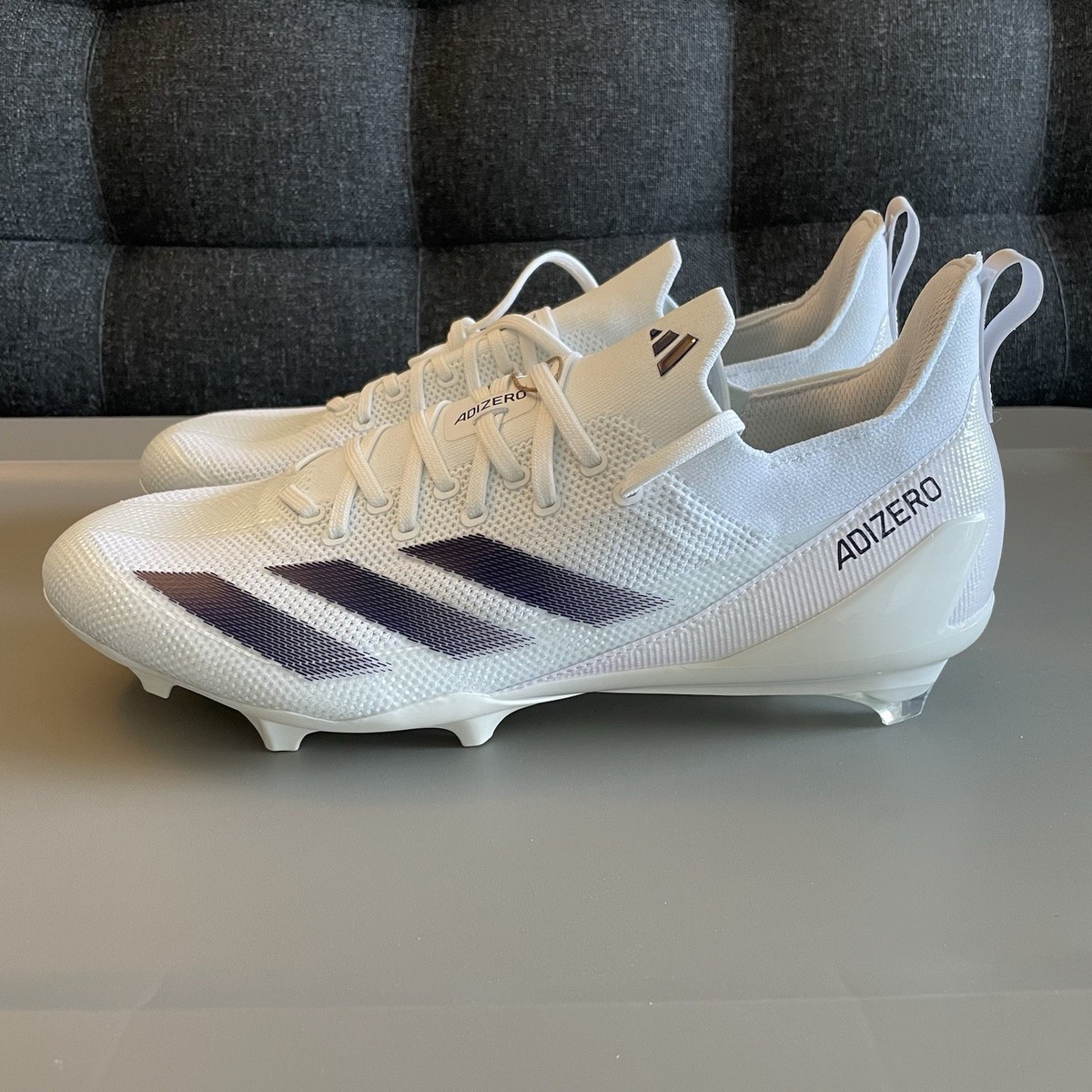 adidas Men's Size 13 ADIZERO ELECTRIC+ FOOTBALL CLEATS White