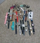 Bulk Wrist Watch Lot Of 34 - Fossil Timex Quartz Geneva Men's Woman's Vintage +