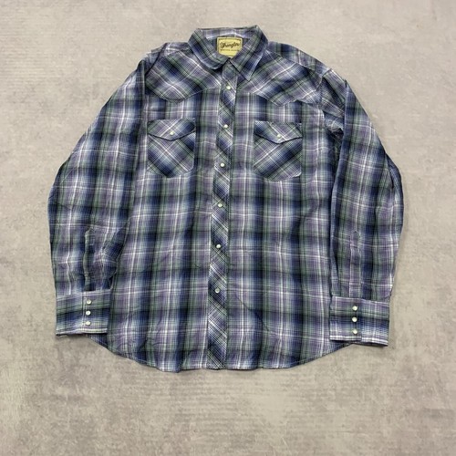 Wrangler Western Hemd kariert gemustert, Perlen Druckknopf Hemd Herren XL