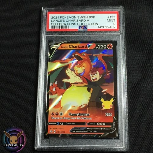 Lance's Charizard V HOLO RARE SWSH133 (PSA 9 MINT) Black Star PROMO Pokemon
