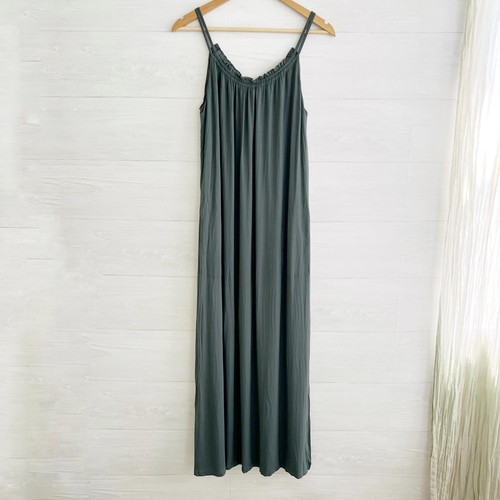 Neu mit Etikett Soma Wknd Intimates - Nachtwache oliv gerafft, Maxikleid Gr. M - Bild 1 von 9