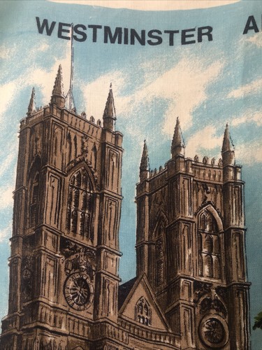 Asciugamano da tè vintage WESTMINSTER ABBEY tessuto lino irlandese da appendere a parete di Lamont - Foto 2 di 24