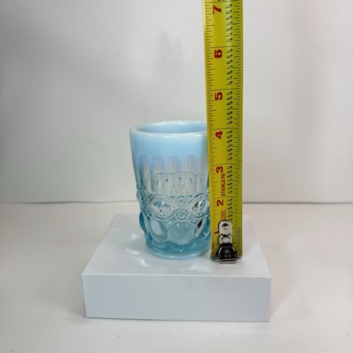 Mosser Glass Eye Winker Aqua Opal 4" Tumbler Opalescent Blue Juice USA - Picture 8 of 9