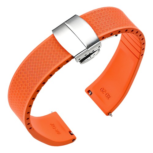 Fashion FKM Fluoro Rubber Watch Strap Band 18-22mm Replacement Smart Watchband - Picture 29 of 47