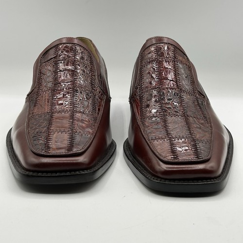 NUEVO Zapato de Vestir Para Hombre Genuino Cocodrilo Marrón Talla 9 - Imagen 2 de 12