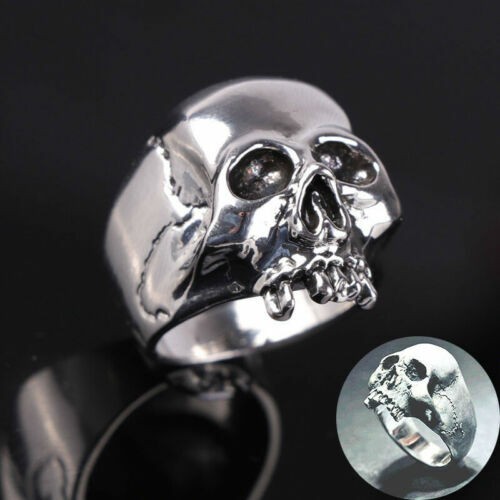Vintage Gothic Skull Stainless Steel Ring Men Rock Punk Biker Band Jewelry Gift - Picture 1 of 12