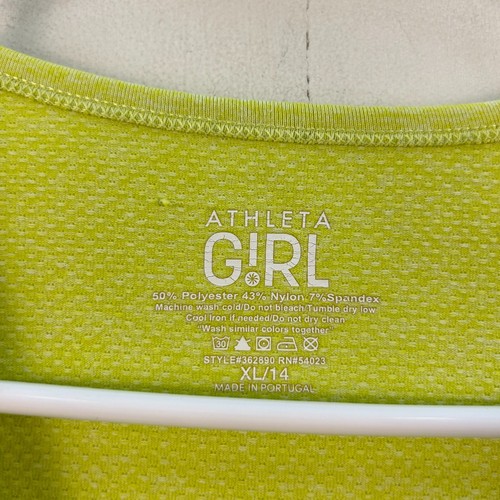 Athleta Girls Youth XL Yellow Athletic Top Shirt Long Sleeve Knit Fit 22235 - Picture 5 of 9