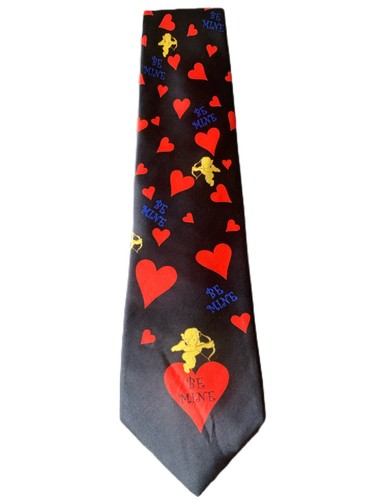 Cravatta cravatta uomo usata I Love You Be Mine San Valentino cravatta collo cuori cupidi  - Foto 1 di 5
