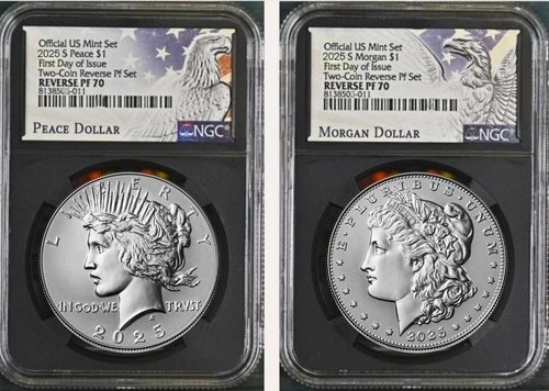 2025 S REVERSE PROOF SILVER PEACE MORGAN DOLLAR NGC PF70 FIRST DAY , FDI Presale