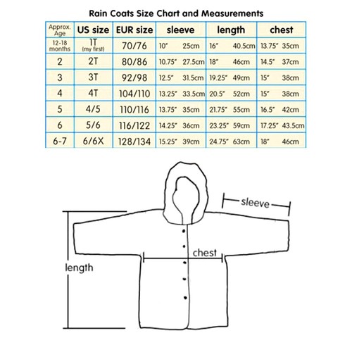 Girls Floral Rain Coat Hooded Rain Slicker Jacket Toddler Kids ONE SIZE New - Picture 6 of 6