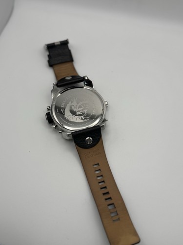 DIESEL DZ7125 OVERSIZED BLACK LEATHER BAND 4 TIME ZONES CHRONOGRAPH WRIST WATCH - 第 7/8 張圖片