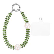 Beaded Phone Wrist Strap, Phone Lanyard with Tether Tab, Green