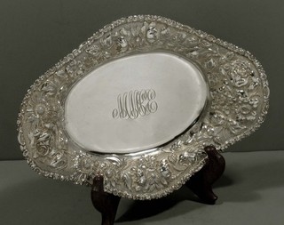 Stieff Sterling Silver Tray c1920 HAND DECORATED