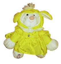 Fisher Price Puffalump YELLOW LAMB Sheep 17in Nylon Plush Removable Dress 1986