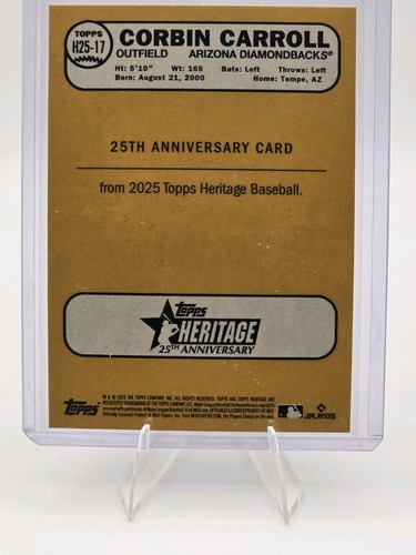 2025 Topps Heritage 25th Anniversary Card Holographic #H25-17 - Corbin Carroll - Picture 4 of 4