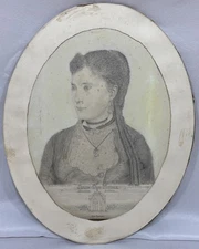 1939 Original Edward C. Mcqueeney Memorial Portrait Drawing of Julia His Mother