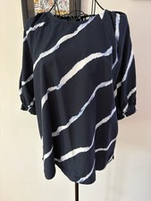 Marks & Spencer Women's Navy Modal Blend Printed Puff Sleeve Blouse In Size 12