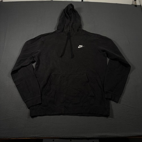 Sudadera con capucha polar Nike Sportswear Club para hombre negra Swoosh canguro bolsillos pulóver - Imagen 2 de 7