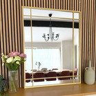 Window Mirror Gold Metal 120x95cm Rectangle Grid Windowpane Wall Mirror Large XL