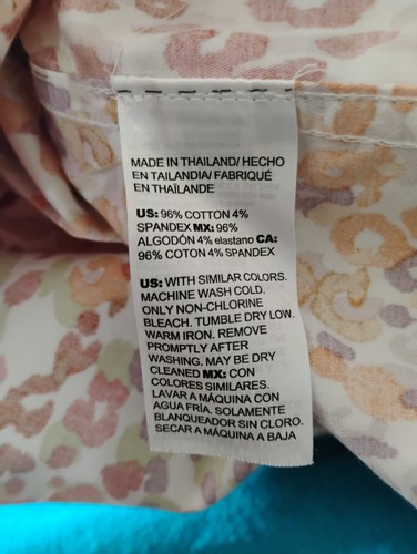 Blusa Camisa con Botones Estampado Animal Guepardo Naranja CHICO'S Talla 2 (12) Manga 3/4 - Imagen 17 de 18