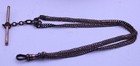 Victorian Gold Filled Double Strand Pocket Watch Chain 24cm T Bar Chatelaine(A7)