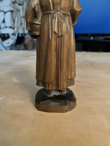 Vintage handgeschnitzte Figur alte Frau mit Korb & Regenschirm 6,5" Volkskunst Statue  - Bild 7 von 10