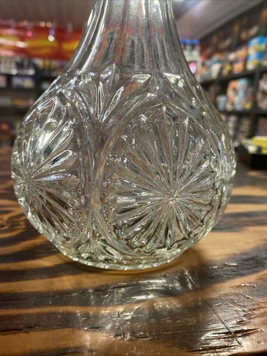 Vintage Pressed Glass Decanter Clear Decorative Bottle - Picture 2 of 8